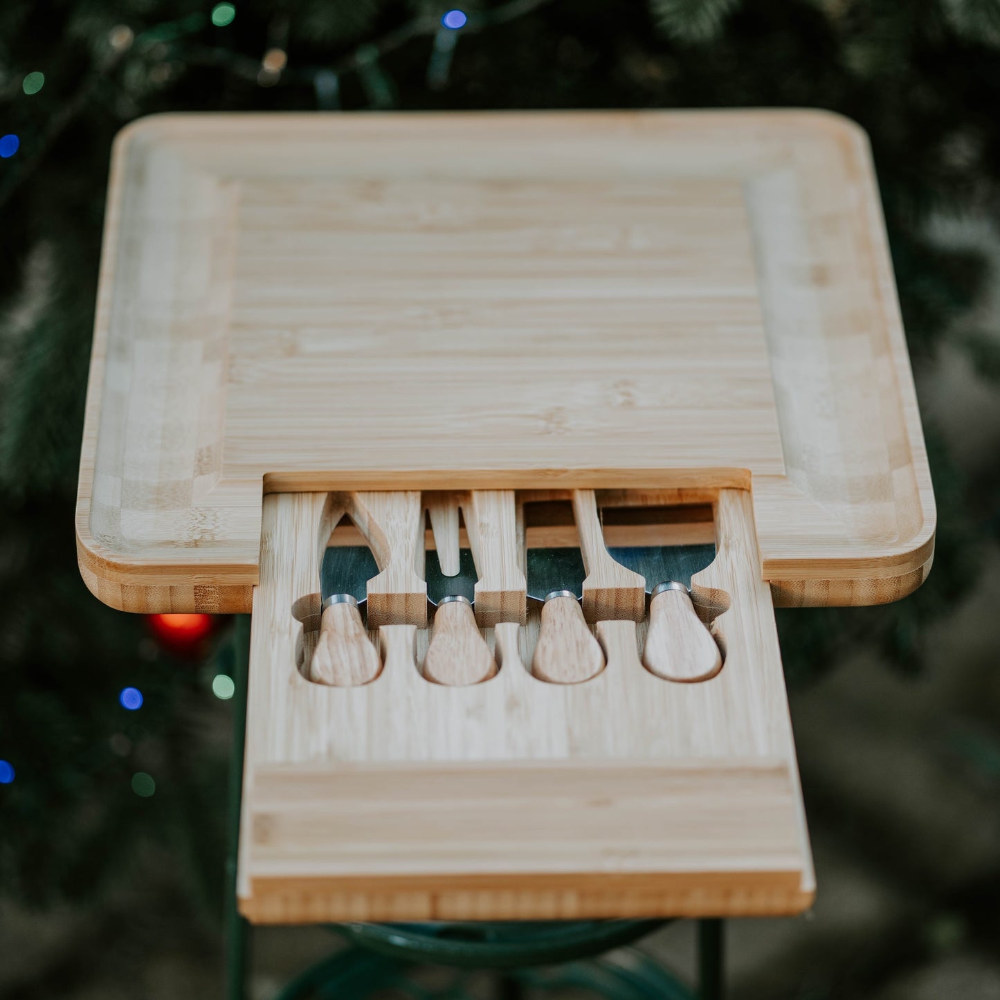 Sustainable Bamboo Square Cheeseboard Set