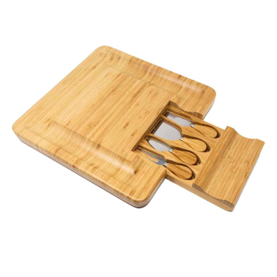 Sustainable Bamboo Square Cheeseboard Set